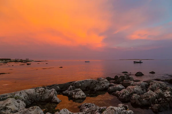 Dramatic storm clouds and rain over the Adriatic Sea in summer