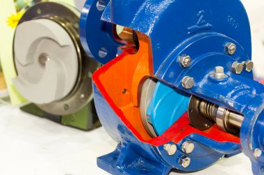 Sanayi için santrifüj pompası içindeki kesit detaylarını kapat