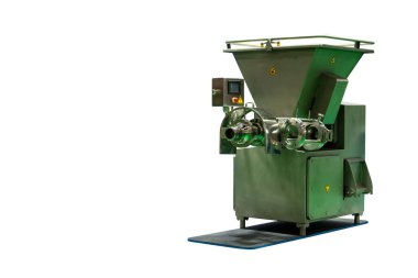 Yüksek teknoloji ve çok amaçlı yeni otomatikman yiyecek yapma makinesi (kıyma makinesi), doğrama, kesme ve karıştırma olarak endüstriyel için beyaz arka planda kırpma yolu ile izole edilmiş.