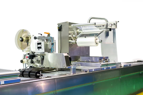 Alta Tecnologia Novos Alimentos Automáticos Modernos Outra Máquina Embalagem Rotulagem — Fotografia de Stock