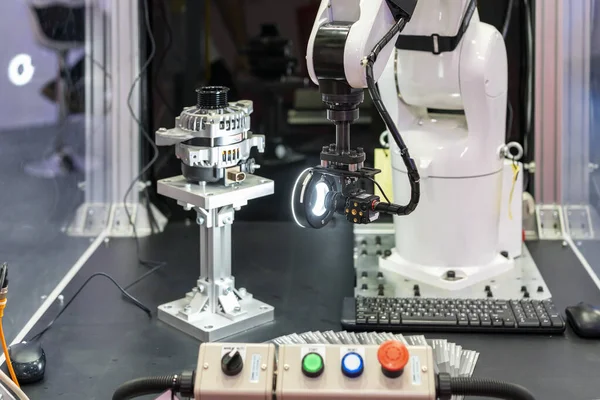 Alta Tecnología Agarre Robot Precisión Con Cámara Inspección Visión Automatizada —  Fotos de Stock