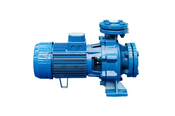 High Pressure Centrifugal Blue Pump Include Motor Isolated White Background — Stock Photo, Image