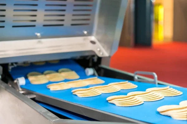 Endüstriyel Gıda Üretimi Için Otomatik Dilimleme Makinesinin Dilimlenmiş Bolonya Tabakasını — Stok fotoğraf