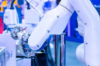 Mavi tonlu yüksek teknoloji & akıllı hassas robot kavrama & otomatik klempi ya da endüstriyel otomotiv bölümünü yakalamak için kullanılacak metal ya da plastik teçhizat vs. üretim sürecinde montajı kaldırmak için