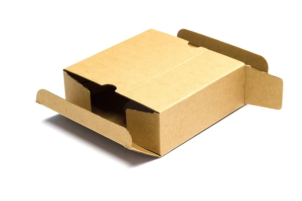 Коробка Коричневого Картона Упаковки Продуктов Почтовой Доставки Изолирована Белом Фоне — стоковое фото