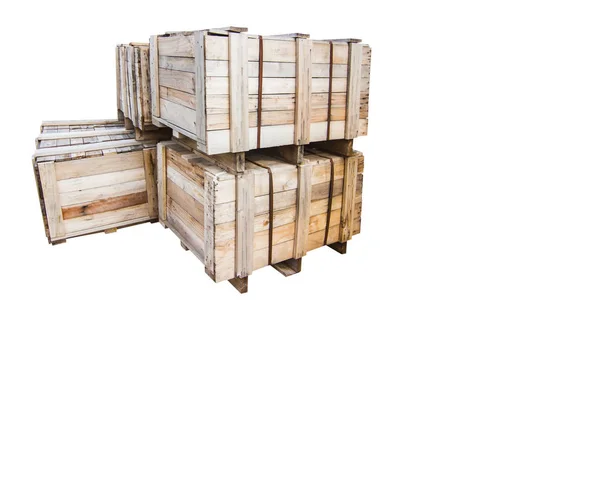 Pallet Legno Casse Trasporto Forte Sicurezza Del Carico Isolato Bianco — Foto Stock