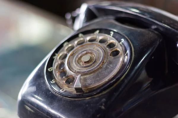 Retro Drehbares Altes Telefon Auf Holztisch Vintage Zifferblatt Stil — Stockfoto