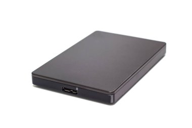 siyah harici sabit disk izole beyaz arka plan 