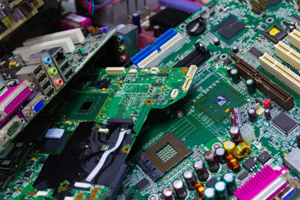 Electronic waste - old computer circuit boards from recycle industry
