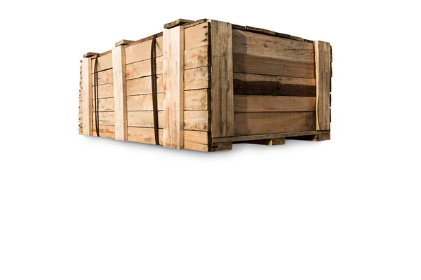 Houten Pallets Kisten Voor Transport Sterke Beveiliging Geïsoleerd Witte Achtergrond — Stockfoto