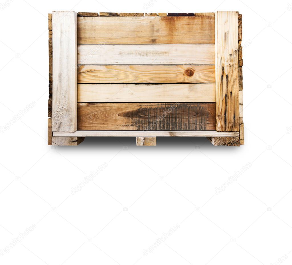 Wood Pallets - crates for transportation - Strong cargo security isolated - white background - copy space 