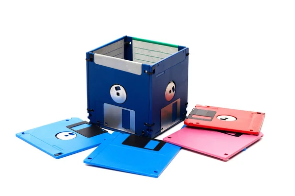 Usi Creativi Floppy Disk Obsoleto Sviluppare Una Scatola — Foto Stock