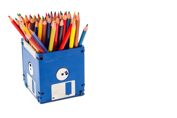 Riciclare Floppy Disk Oggetti Creativi Utilizzati Mobili Obsoleti Sviluppato Una — Foto Stock