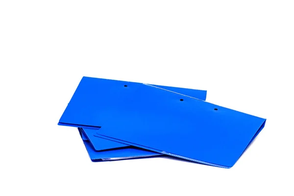 Folder Plików Niebieski Stosu Biznes Raportu Papieru Plików Białym Tle — Zdjęcie stockowe