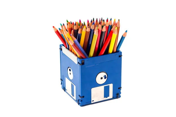 Recycle Floppy Disk Creative Objects Used Obsolete Furniture Developed Color — Stock Photo, Image