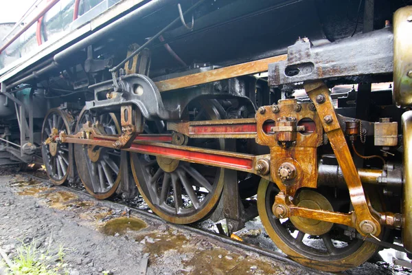 Ruota Del Treno Del Concetto Locomotiva Vapore Vintage Utilizzato Nel — Foto Stock