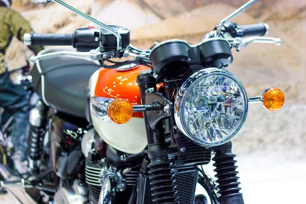 Bangkok Tailândia Dezembro 2017 Partes Detalhadas Headlight Triumph Motorcycle Bonneville — Fotografia de Stock
