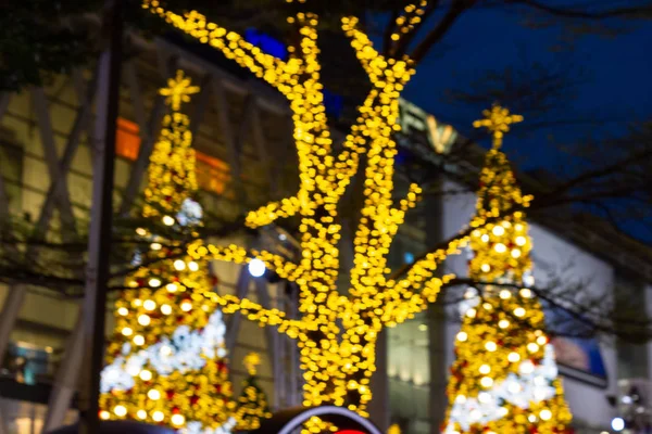 Bokeh Dekoratif Açık Dize Işıklar Gece Saat Dekoratif Noel Işıkları — Stok fotoğraf