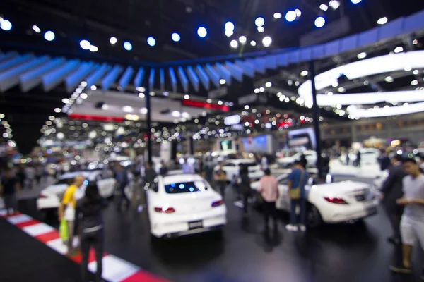 Abstract Blurred Public Event Exhibition Hall Showing Cars New Model — Stock Photo, Image