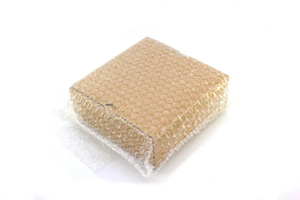 Bubble Wrap Protection Product Cracked Insurance Transit Isolated White Background — Stock Photo, Image