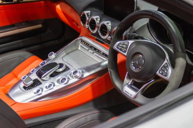 Bangkok Tayland - 22 Ağustos 2018:: - Mercedes-Benz büyük Motor Satılık 2018, iç - Bangkok, Tayland Tayland