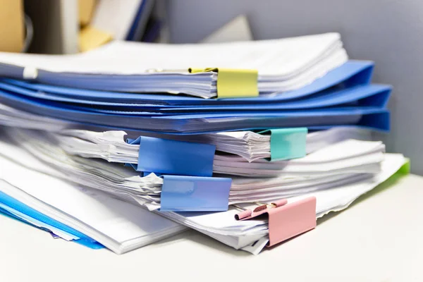 Pasta Arquivo Pilha Relatório Negócios Arquivo Papel Mesa Escritório Trabalho — Fotografia de Stock