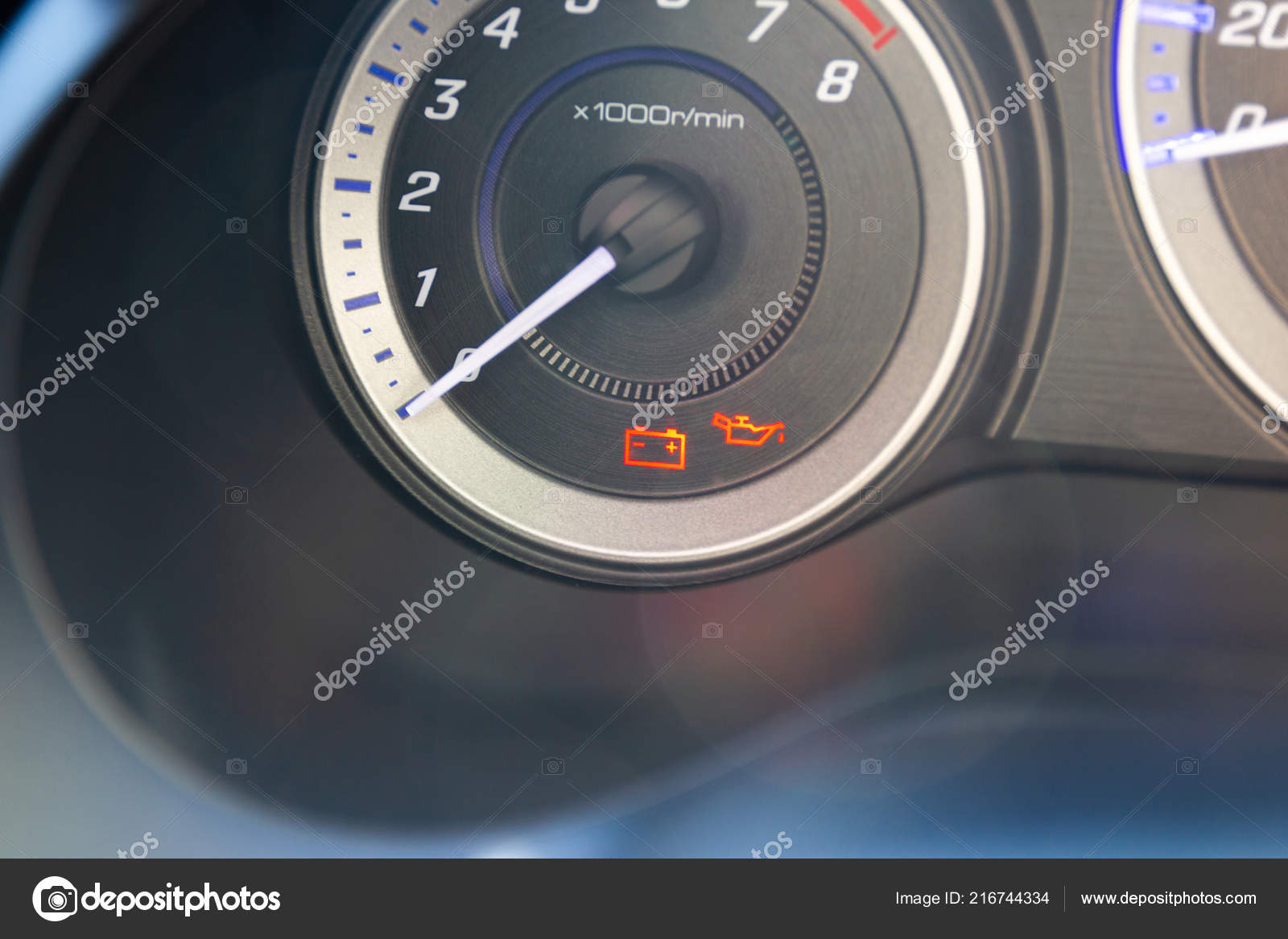 Car Dashboard Symbols Warning Lights Show Battery Engine Oil Warning