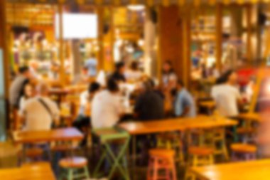 Bulanık görüntü atmosfer Restoran, parti festival ve rahatlatıcı, kavram festival parti tatil