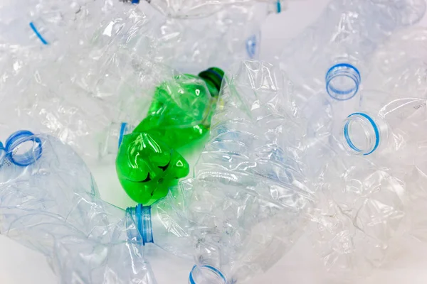 Abfälle Aus Plastikflaschen Werden Recycelt Konzept Des Recyclings Der Leeren — Stockfoto