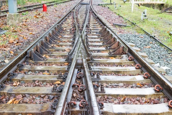 Railway Track Line Crossing Railway Track Stone Background Bangkok Thailand — Stock Photo, Image