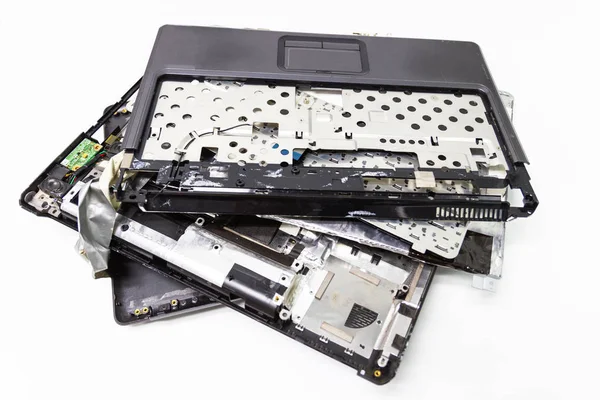 Laptop Old Broken Damaged Isolated White Background Stock Image