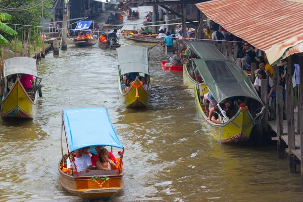 Damnoen Saduak Floating Market Tailandia Agosto 2018 Este Mercado Flotante — Foto de Stock