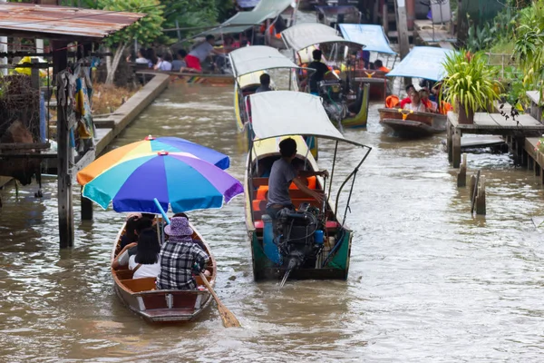 Damnoen Saduak Floating Market Tailandia Agosto 2018 Este Mercado Flotante — Foto de Stock