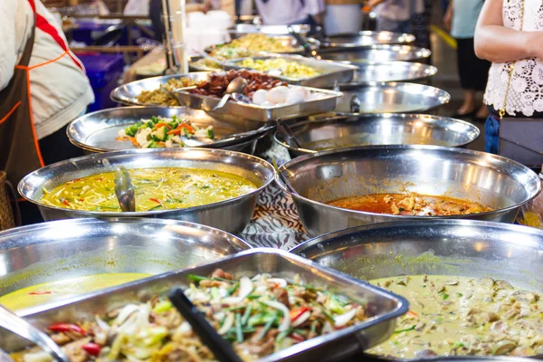 Thaise Straat Voedsel Thaise Voedingsmiddelen Stijl Rijst Curry Markt Bangkok — Stockfoto