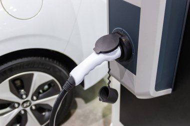 Nonthaburi Tayland: - 30 Kasım 2018: pil, ulaşım, Tayland Motor Expo 2018 geleceği şarj yeni Otomotiv yenilikler.