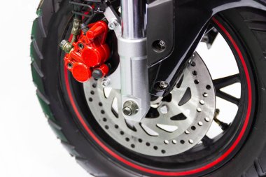 Ayrıntı motosiklet tekerlek ve disk fren Abs frenler motosiklet parçası.