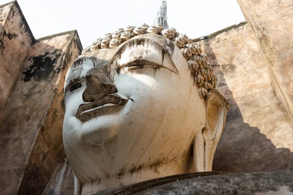 Arte Antiquada Cabeça Estátua Buda Período Sukhothai Tailândia — Fotografia de Stock