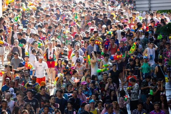 Bangkok Thailand April 2018 Songkran Festival Berühmtes Songkran Festival Silom — Stockfoto