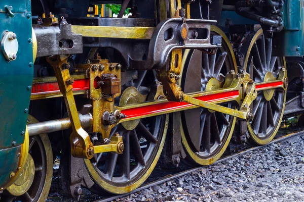 Ruota Del Treno Del Concetto Locomotiva Vapore Vintage Utilizzato Nel — Foto Stock