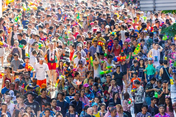 Bangkok Thailand April 2018 Songkran Festival Berühmtes Songkran Festival Silom — Stockfoto