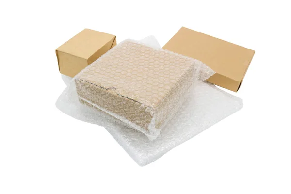 Box Bubble Wrap Protection Product Cracked Insurance Transit Isolated White Royalty Free Stock Images