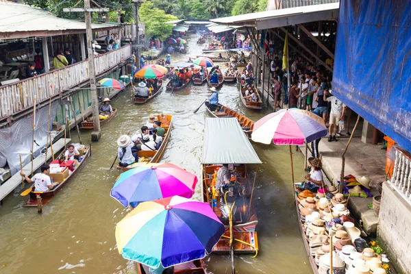 Marché Flottant Damnoen Saduak Thaïlande Août 2018 Agit Marché Flottant — Photo