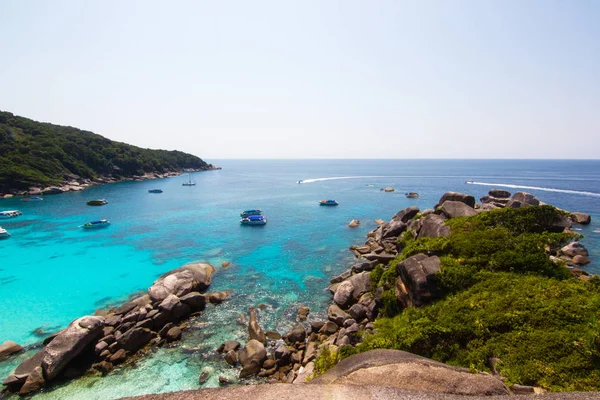 Top View Similan Islands Tourist Destination Featured Beauty Sea Boat — Stock Photo, Image