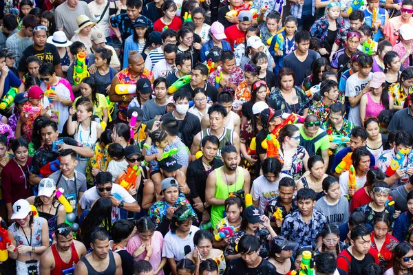 Bangkok Tayland Nisan 2018 Songkran Festivali Bangkok Silom Road Ünlü — Stok fotoğraf