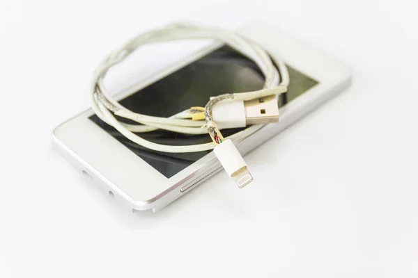 Kabel telefon laddare brist på skada — Stockfoto