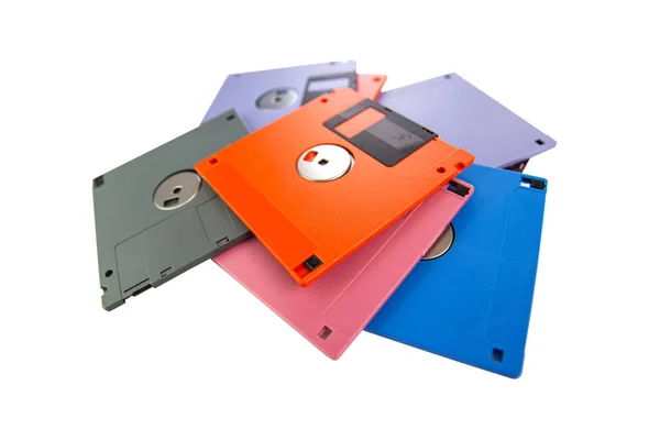 Um disquete, também chamado de disquete, disquete isolado ba branco — Fotografia de Stock