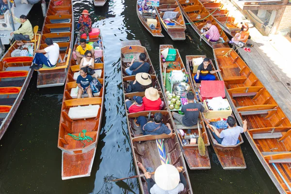 Damnoen saduak mercato galleggiante, Thailandia — Foto Stock