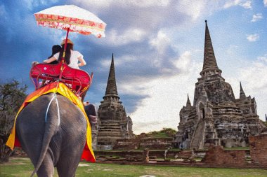Seyahat Ayutthaya Tayland - Wat Phra Si Sanphet ve fil olay sürücü baskın faaliyettir 