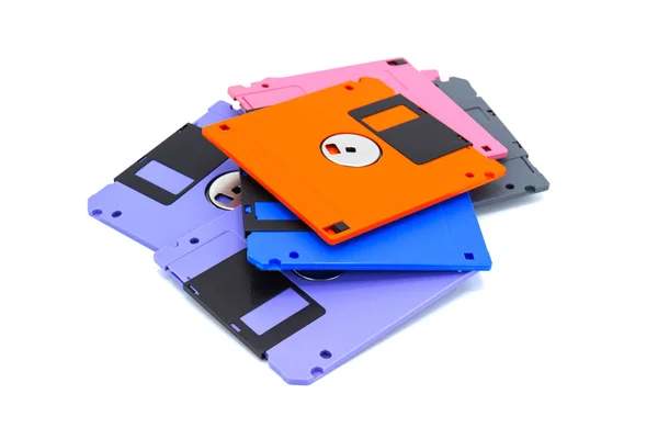 Um disquete, também chamado de disquete, disquete isolado branco — Fotografia de Stock