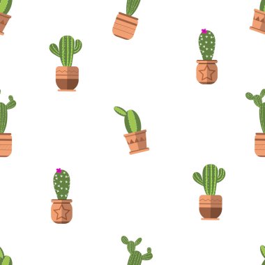 arka plan ayarlamak beyaz izole kaktüs desen tasarlamak vektör